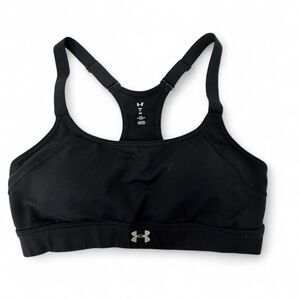 Under Armour Fitted Sports Bra Women Black Classic Racerback Adjstbl Strap, SM P